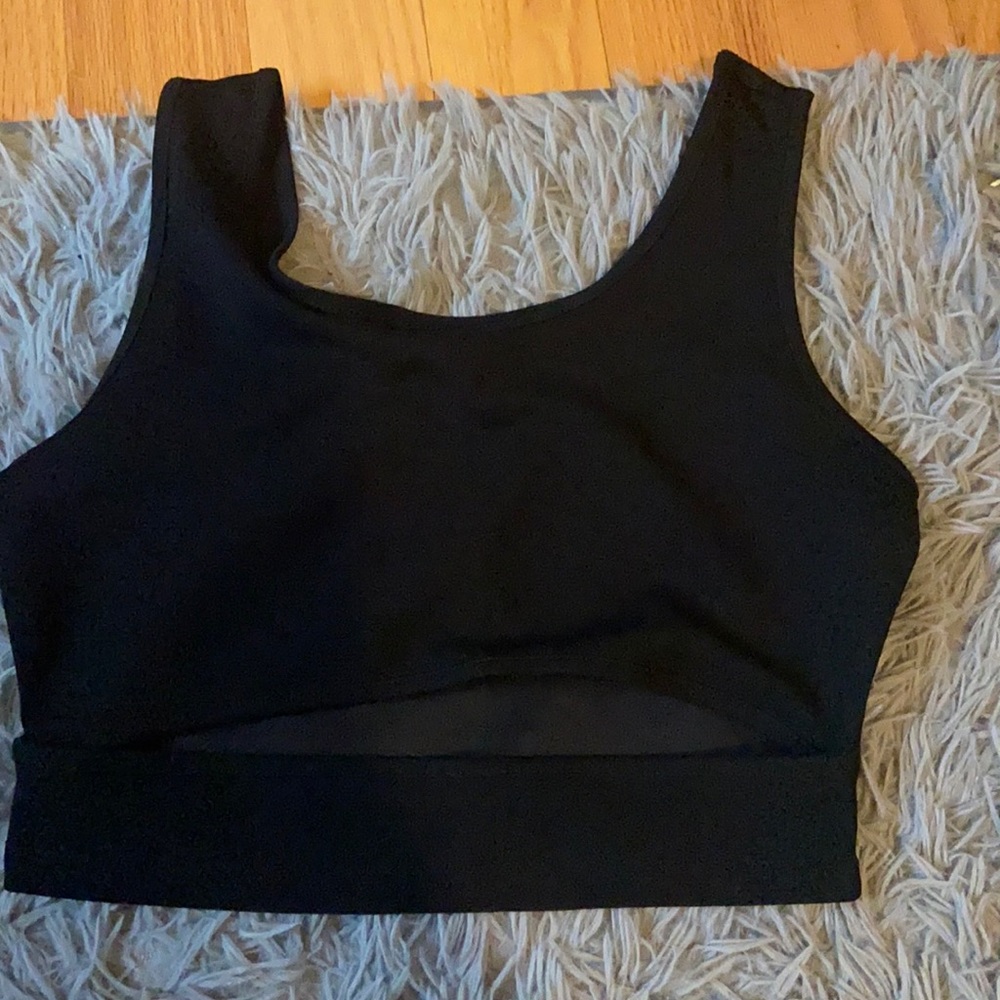 black tank with slit at the bottom